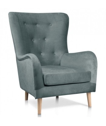 Fauteuil fixe recouvert de tissu, avec pieds en bois Marshal Gris / Chêne, l85xA96xH103 cm Comparez plus de prix