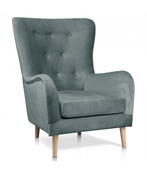 Fauteuil fixe recouvert de tissu, avec pieds en bois Marshal Gris / Chêne, l85xA96xH103 cm Comparez plus de prix