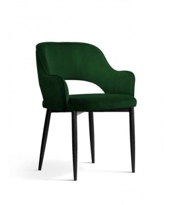 Chaise rembourrée avec tissu et pieds en métal Mercy Velvet Vert / Noir, l53xA60xH79 cm la livraison gratuite