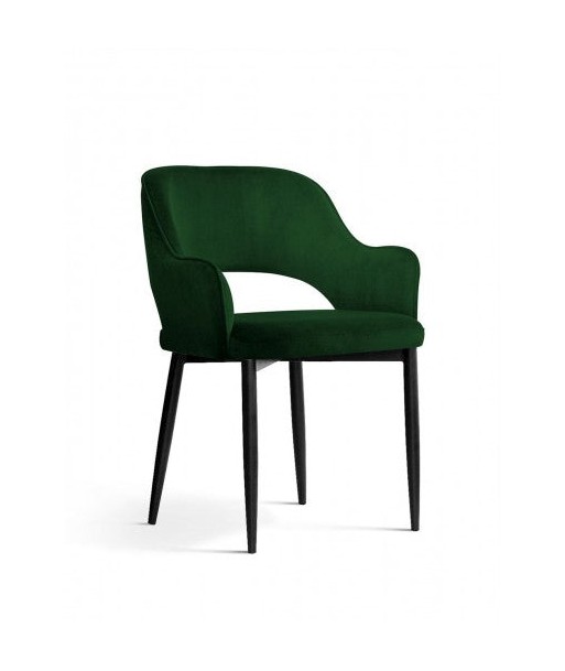 Chaise rembourrée avec tissu et pieds en métal Mercy Velvet Vert / Noir, l53xA60xH79 cm la livraison gratuite