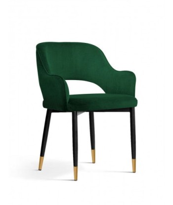 Chaise rembourrée avec tissu et pieds en métal Mercy Velvet Vert / Noir / Or, l53xA60xH79 cm de l' environnement