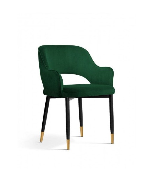 Chaise rembourrée avec tissu et pieds en métal Mercy Velvet Vert / Noir / Or, l53xA60xH79 cm de l' environnement