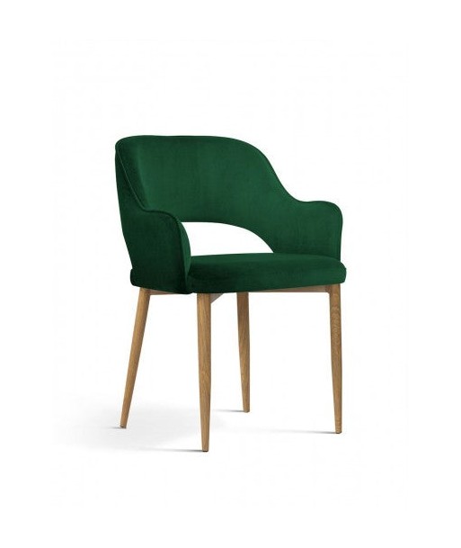 Chaise capitonnée tissu et pieds métal Mercy Velvet Vert / Chêne, l53xA60xH79 cm livraison gratuite