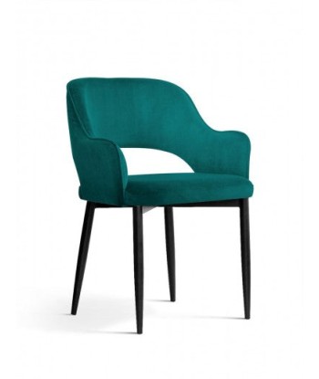 Chaise capitonnée tissu et pieds métal Mercy Velvet Turquoise / Noir, l53xA60xH79 cm Venez découvrir notre 