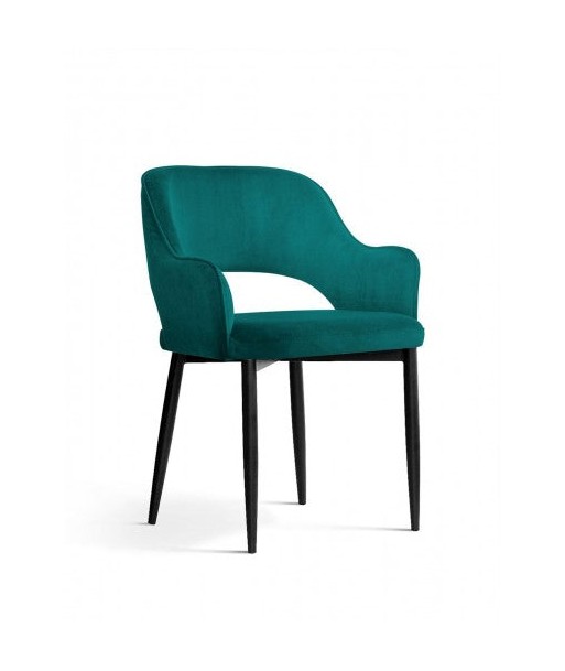 Chaise capitonnée tissu et pieds métal Mercy Velvet Turquoise / Noir, l53xA60xH79 cm Venez découvrir notre 