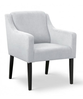 Fauteuil fixe tapissé de tissu et pieds en bois Velours Milo Argent / Noir, l68xA66xH85 cm de la marque