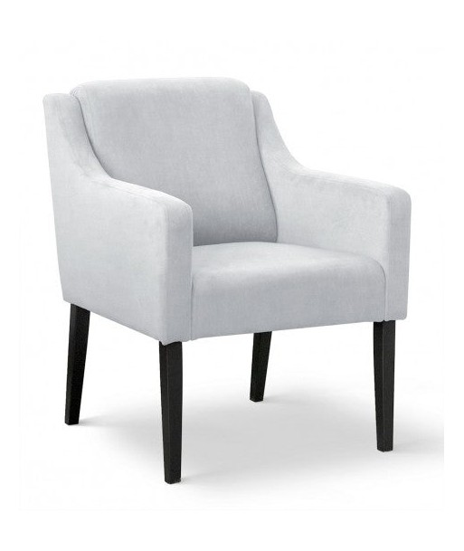 Fauteuil fixe tapissé de tissu et pieds en bois Velours Milo Argent / Noir, l68xA66xH85 cm de la marque