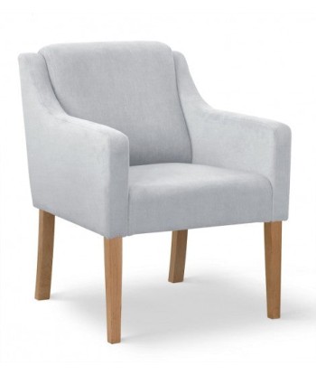 Fauteuil fixe tapissé de tissu et pieds en bois Velours Milo Argent / Chêne, l68xA66xH85 cm Profitez des Offres !