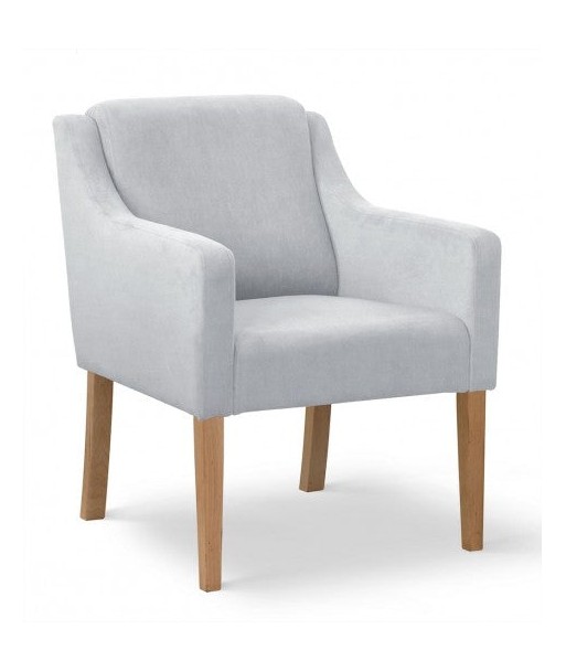 Fauteuil fixe tapissé de tissu et pieds en bois Velours Milo Argent / Chêne, l68xA66xH85 cm Profitez des Offres !