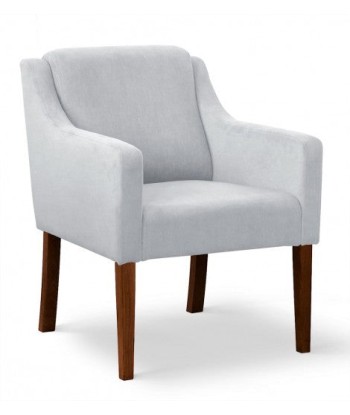 Fauteuil fixe tapissé de tissu et pieds en bois Velours Milo Argent / Noyer, l68xA66xH85 cm Vous souhaitez 