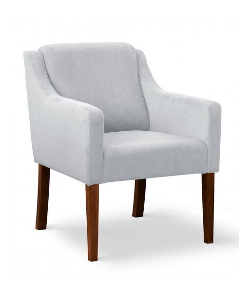 Fauteuil fixe tapissé de tissu et pieds en bois Velours Milo Argent / Noyer, l68xA66xH85 cm Vous souhaitez 