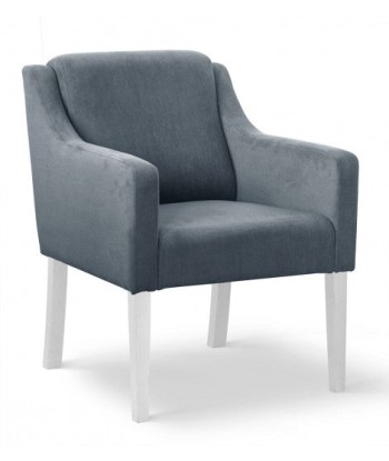 Fauteuil fixe tapissé de tissu et pieds en bois Velours Milo Gris / Blanc, l68xA66xH85 cm Jusqu'à 80% De Réduction