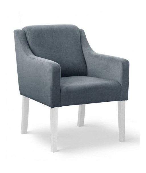 Fauteuil fixe tapissé de tissu et pieds en bois Velours Milo Gris / Blanc, l68xA66xH85 cm Jusqu'à 80% De Réduction