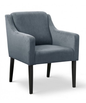 Fauteuil fixe tapissé de tissu et pieds en bois Velours Milo Gris / Noir, l68xA66xH85 cm Faites des économies