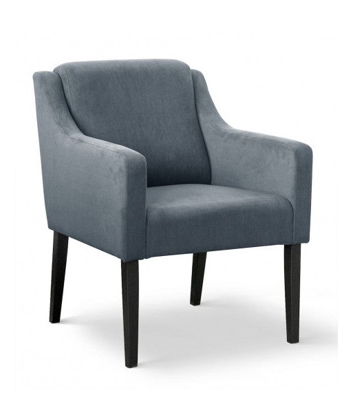 Fauteuil fixe tapissé de tissu et pieds en bois Velours Milo Gris / Noir, l68xA66xH85 cm Faites des économies