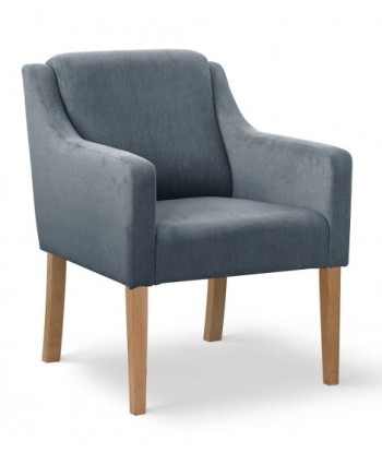 Fauteuil fixe tapissé de tissu et pieds en bois Milo Velours Gris / Chêne, l68xA66xH85 cm rembourrage situé sous