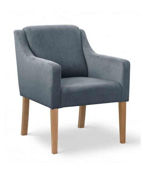 Fauteuil fixe tapissé de tissu et pieds en bois Milo Velours Gris / Chêne, l68xA66xH85 cm rembourrage situé sous