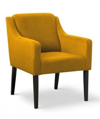 Fauteuil fixe tapissé de tissu et pieds en bois Velours Milo Jaune / Noir, l68xA66xH85 cm livraison et retour toujours gratuits