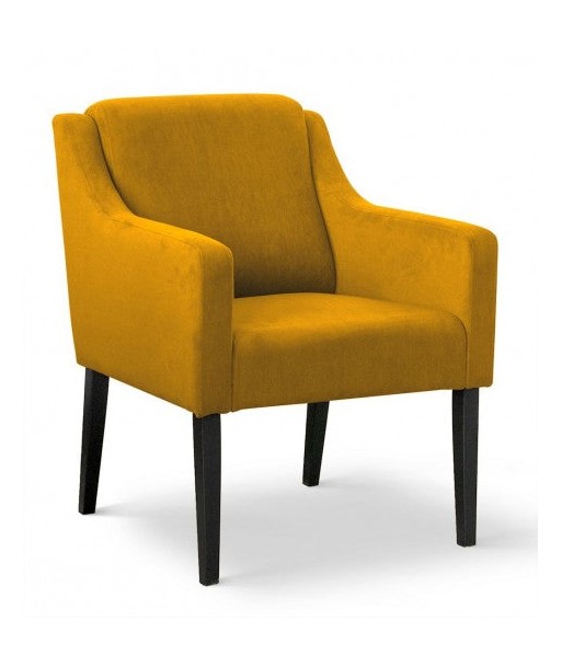 Fauteuil fixe tapissé de tissu et pieds en bois Velours Milo Jaune / Noir, l68xA66xH85 cm livraison et retour toujours gratuits