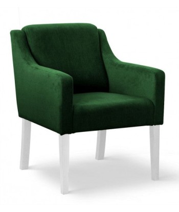 Fauteuil fixe tapissé de tissu et pieds en bois Velours Milo Vert / Blanc, l68xA66xH85 cm Par le système avancé 