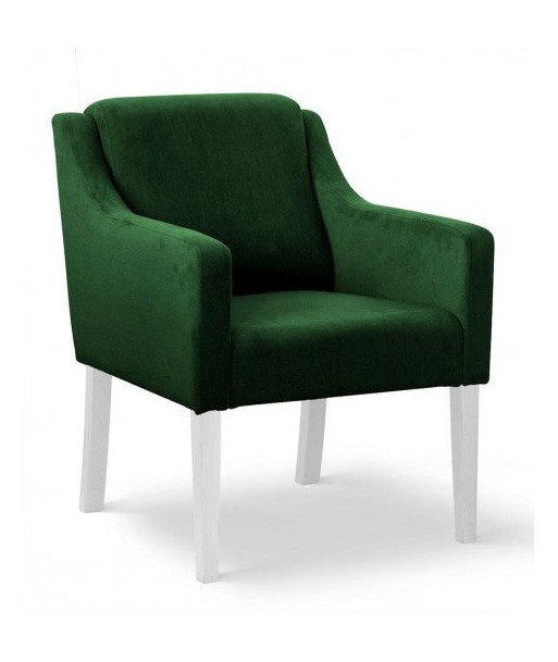 Fauteuil fixe tapissé de tissu et pieds en bois Velours Milo Vert / Blanc, l68xA66xH85 cm Par le système avancé 