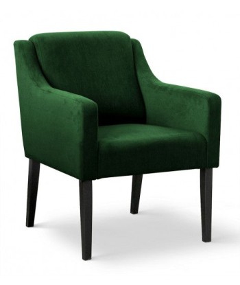 Fauteuil fixe tapissé de tissu et pieds en bois Velours Milo Vert / Noir, l68xA66xH85 cm l'achat 