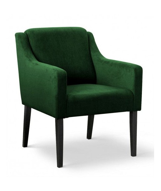 Fauteuil fixe tapissé de tissu et pieds en bois Velours Milo Vert / Noir, l68xA66xH85 cm l'achat 