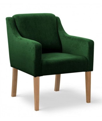 Fauteuil fixe tapissé de tissu et pieds en bois Velours Milo Vert / Chêne, l68xA66xH85 cm acheter