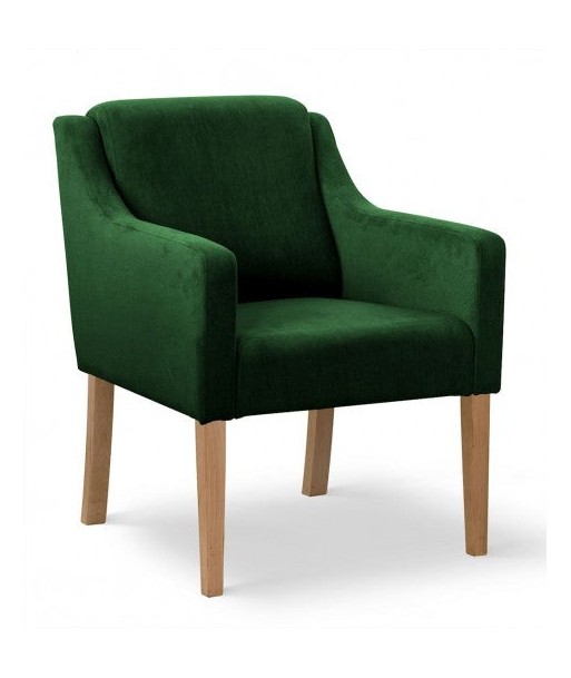 Fauteuil fixe tapissé de tissu et pieds en bois Velours Milo Vert / Chêne, l68xA66xH85 cm acheter