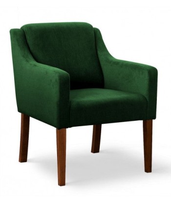 Fauteuil fixe tapissé de tissu et pieds en bois Velours Milo Vert / Noyer, l68xA66xH85 cm JUSQU'A -70%! 