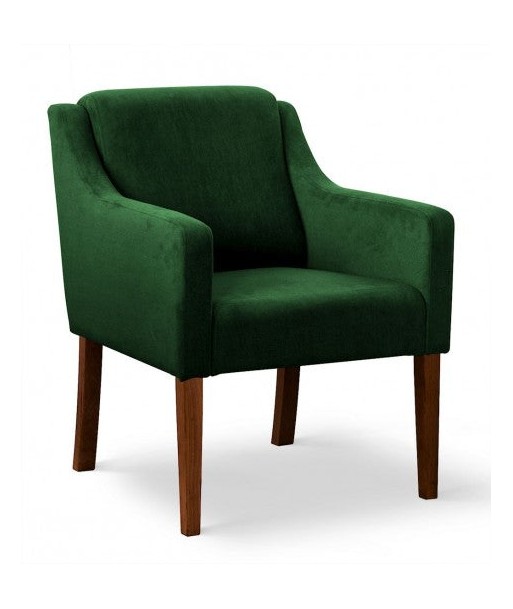 Fauteuil fixe tapissé de tissu et pieds en bois Velours Milo Vert / Noyer, l68xA66xH85 cm JUSQU'A -70%! 