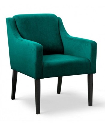 Fauteuil fixe rembourré avec tissu et pieds en bois Milo Velours Turquoise / Noir, l68xA66xH85 cm Les êtres humains sont 