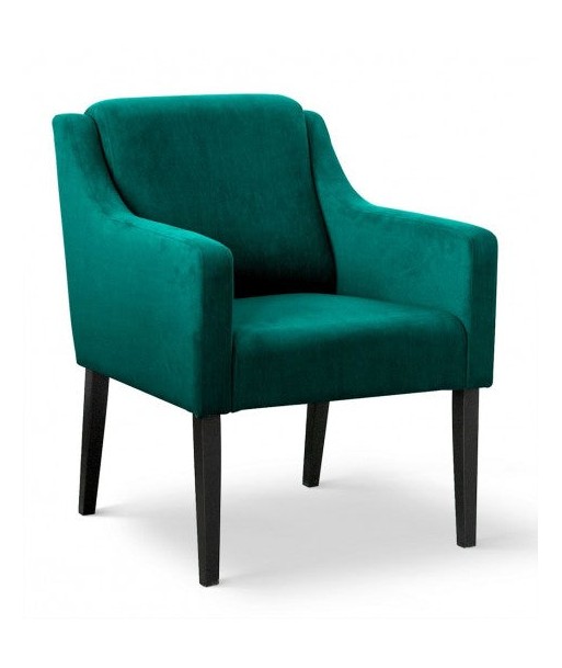 Fauteuil fixe rembourré avec tissu et pieds en bois Milo Velours Turquoise / Noir, l68xA66xH85 cm Les êtres humains sont 