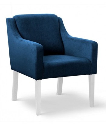 Fauteuil fixe tapissé de tissu et pieds en bois Velours Milo Bleu / Blanc, l68xA66xH85 cm sélection de produits