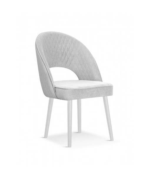 Chaise rembourrée avec tissu et pieds en bois Velours Ponte Argent / Blanc, l56xA63xH89 cm 50-70% off 