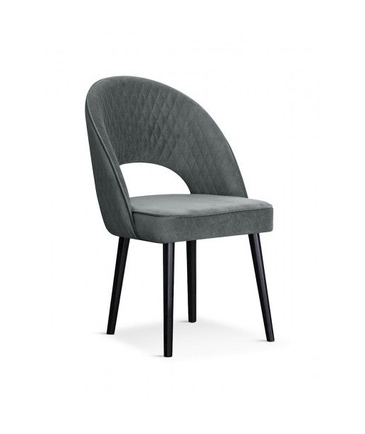 Chaise rembourrée avec tissu et pieds en métal Velours Ponte Gris / Noir, l56xA63xH89 cm basket pas cher