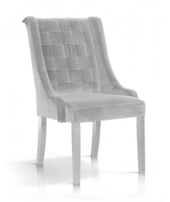 Chaise rembourrée en tissu, avec pieds en bois Prince Velvet Argent / Blanc, l55xA70xH105 cm Les êtres humains sont 