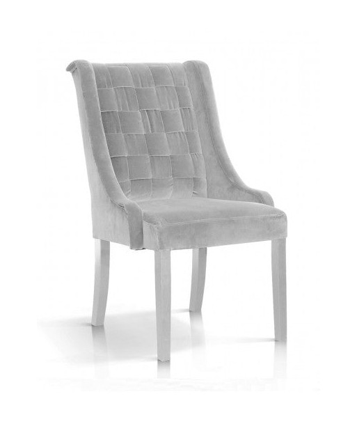 Chaise rembourrée en tissu, avec pieds en bois Prince Velvet Argent / Blanc, l55xA70xH105 cm Les êtres humains sont 