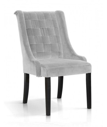 Chaise rembourrée en tissu, avec pieds en bois Prince Velvet Argent / Noir, l55xA70xH105 cm Venez acheter