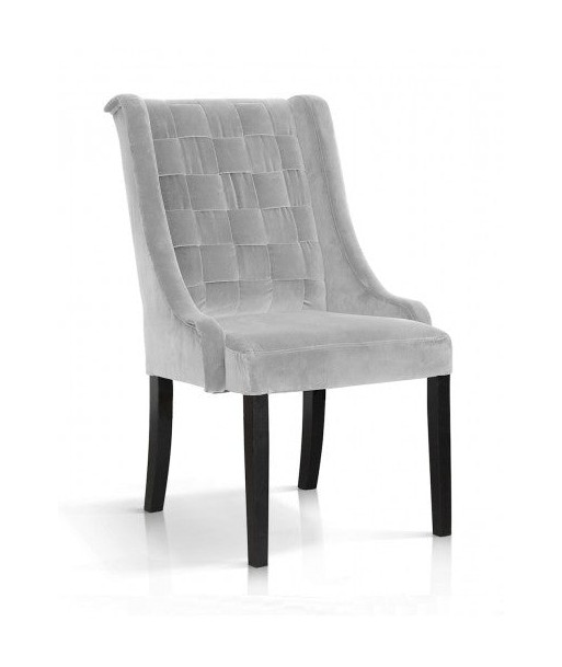 Chaise rembourrée en tissu, avec pieds en bois Prince Velvet Argent / Noir, l55xA70xH105 cm Venez acheter