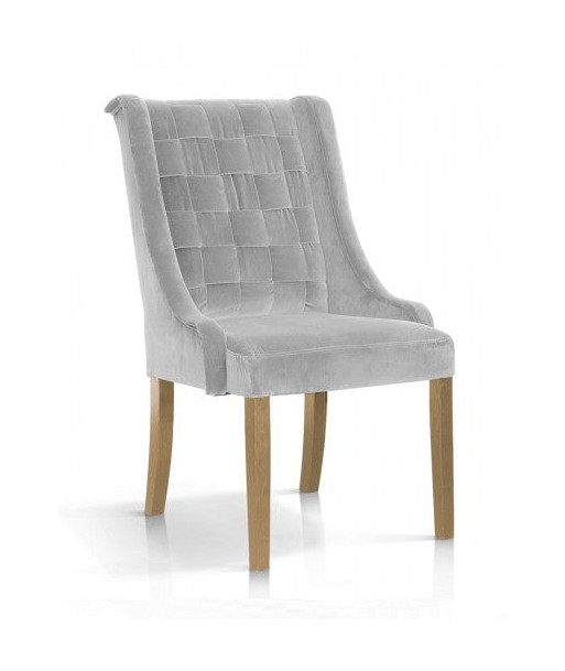 Chaise rembourrée en tissu, avec pieds en bois Prince Velvet d'argent / Chêne, l55xA70xH105 cm Jusqu'à 80% De Réduction