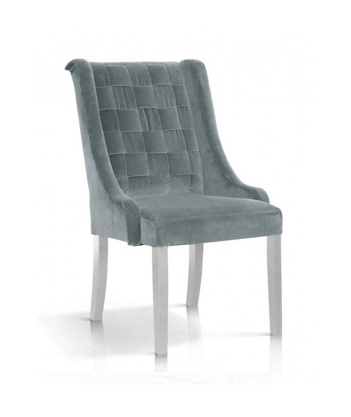 Chaise rembourrée en tissu, avec pieds en bois Prince Velours Gris / Blanc, l55xA70xH105 cm votre