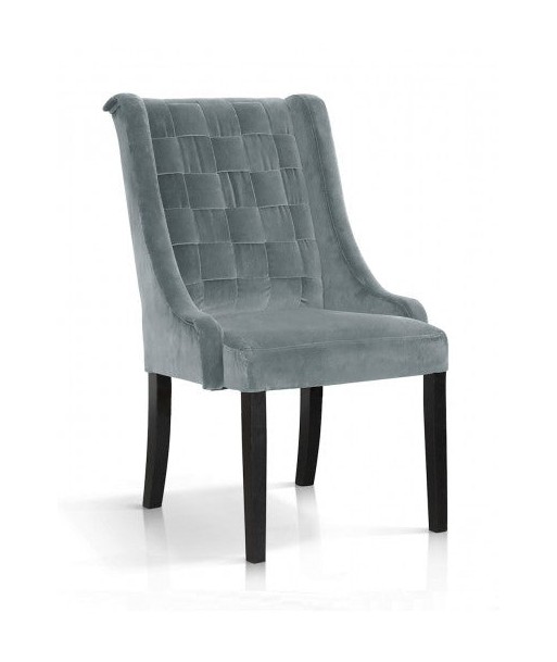 Chaise rembourrée en tissu, avec pieds en bois Prince Velours Gris / Noir, l55xA70xH105 cm Pour