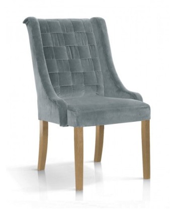 Chaise rembourrée en tissu, avec pieds en bois Prince Velours Gris / Chêne, l55xA70xH105 cm Venez découvrir notre 