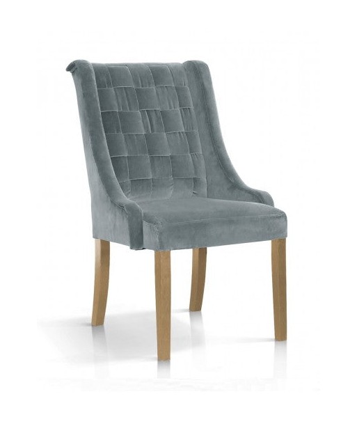 Chaise rembourrée en tissu, avec pieds en bois Prince Velours Gris / Chêne, l55xA70xH105 cm Venez découvrir notre 