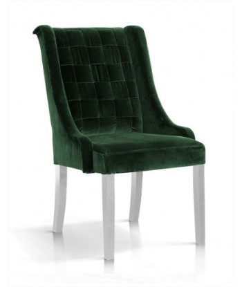 Chaise rembourrée en tissu, avec pieds en bois Prince Velvet Vert / Blanc, l55xA70xH105 cm sur le site 