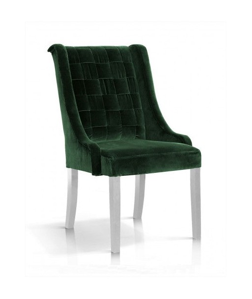 Chaise rembourrée en tissu, avec pieds en bois Prince Velvet Vert / Blanc, l55xA70xH105 cm sur le site 