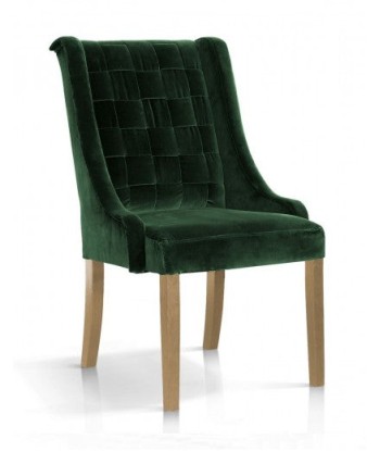 Chaise rembourrée en tissu, avec pieds en bois Prince Velvet Vert / Chêne, l55xA70xH105 cm de pas cher