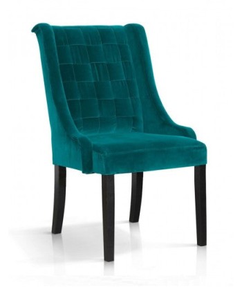 Chaise capitonnée en tissu, avec pieds en bois Prince Velvet Turquoise / Noir, l55xA70xH105 cm Amélioration de cerveau avec