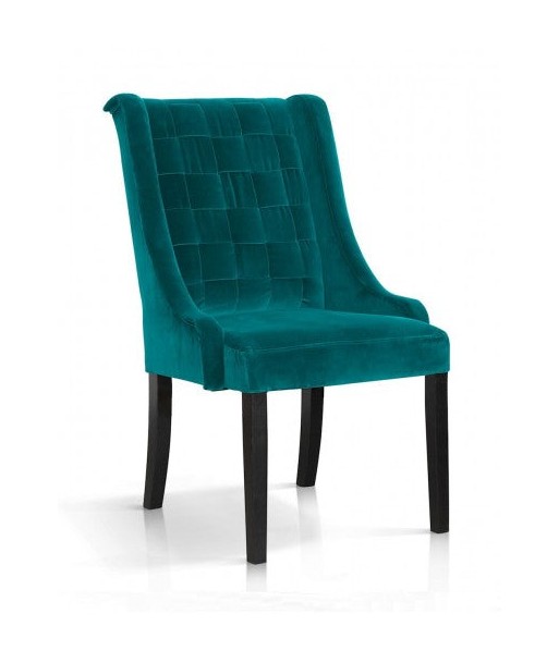 Chaise capitonnée en tissu, avec pieds en bois Prince Velvet Turquoise / Noir, l55xA70xH105 cm Amélioration de cerveau avec